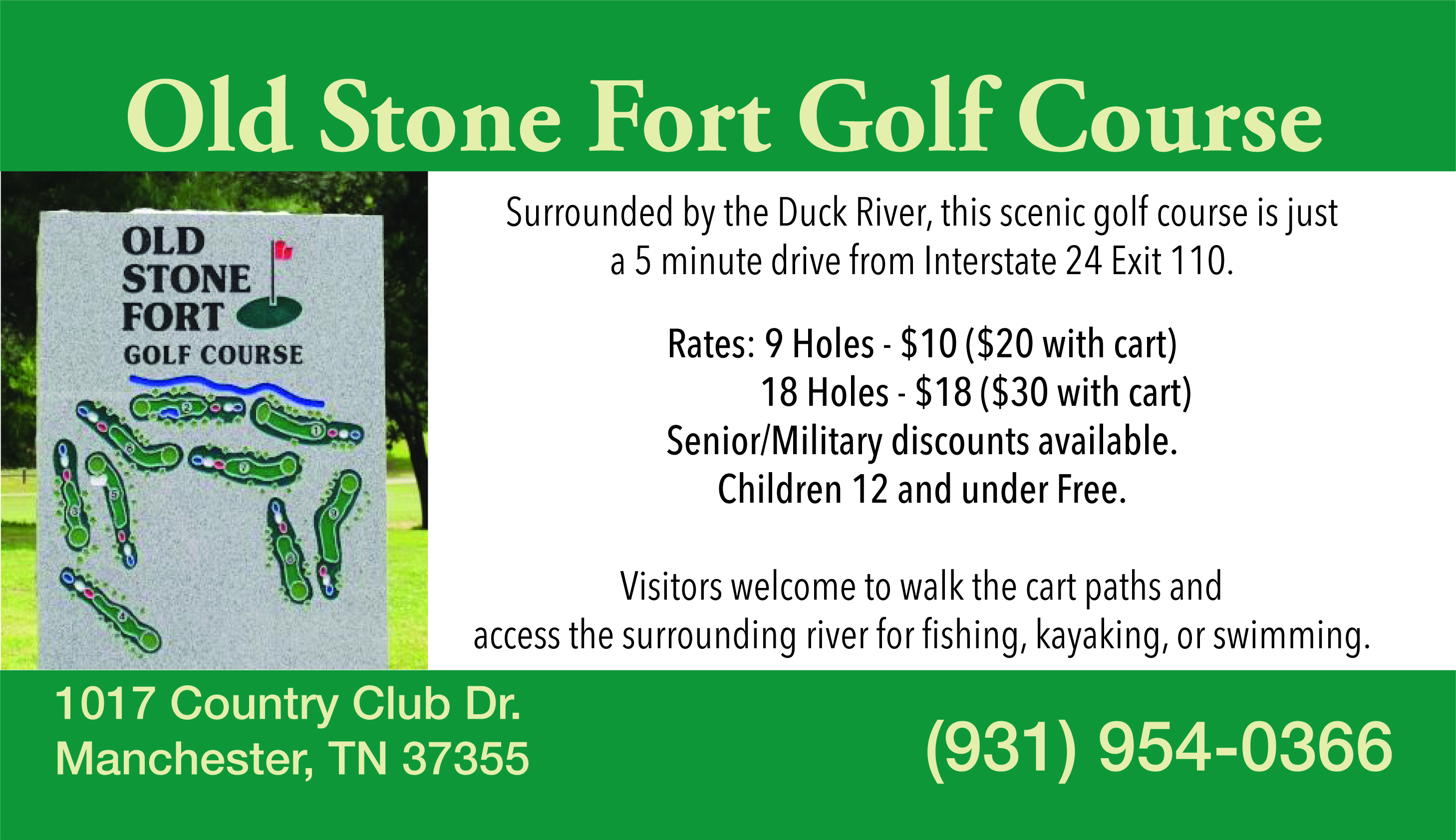Old Srtone Fort Golf Cource ad