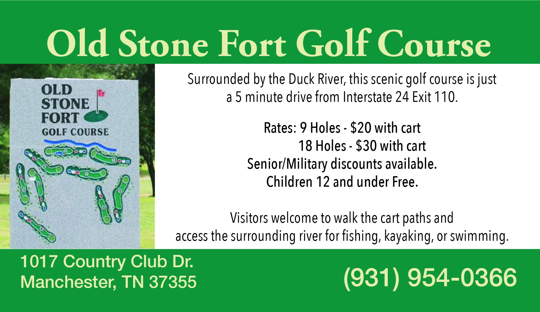 Old Srtone Fort Golf Cource ad